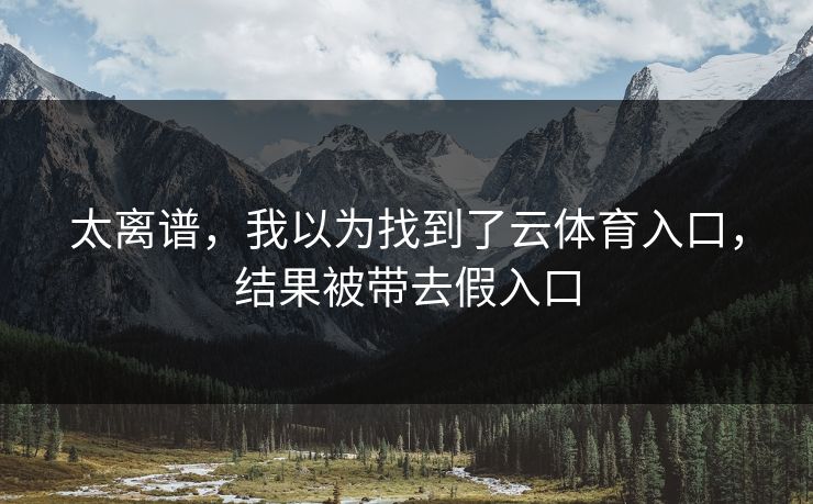 太离谱，我以为找到了云体育入口，结果被带去假入口