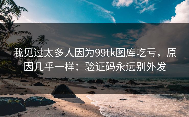 我见过太多人因为99tk图库吃亏，原因几乎一样：验证码永远别外发