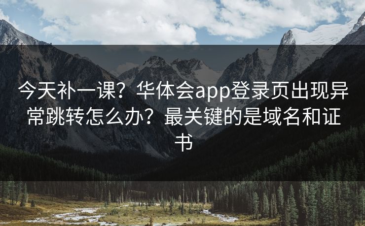 今天补一课?华体会app登录页出现异常跳转怎么办?最关键的是域名和证书 今天补一课?华体会app登录页出现异常跳转怎么办?最关键的是域名和证书